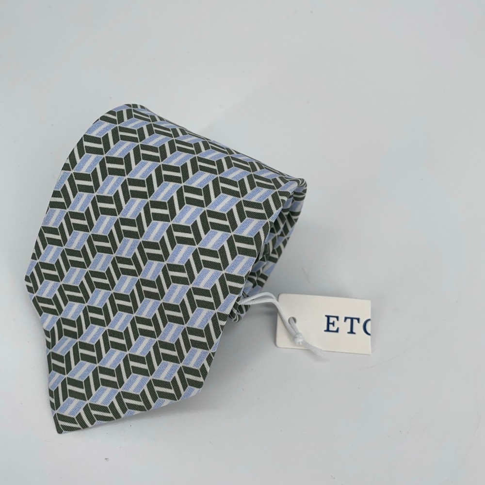 Eton Tie Mens One Size Multi Patterned Silk Classic Luxury Necktie Italy Made